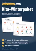 Vorschau - Arbeitsblätter - Kita-Winterpaket | Kita und Vorschule | Prickeln, Schwungübungen, Merkspiel, Wortschatzspiel, Adventskalender - Deckblatt