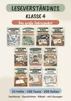 Vorschau - Arbeitsblätter - Leseverständnis Klasse 4 – Das große Jahrespaket 10 Hefte mit 100 Texten, Übungen und Lösungen - Deckblatt