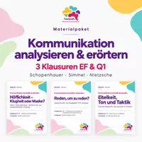Vorschau - Arbeitsblätter - Kommunikation analysieren & erörtern | 3 Klausuren EF & Q1 | Schopenhauer, Simmel & Nietzsche - Deckblatt