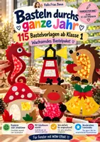 Vorschau - Spiele - Basteln durchs ganze Jahr – 115 Bastelvorlagen zum Ausdrucken | Kunst Grundschule ab Klasse 1 - Deckblatt