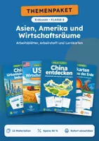 Vorschau - Arbeitsblätter - Asien, Amerika Erdkunde, Paket mit 12 Materialien, Klasse 8 - Deckblatt
