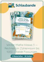 Vorschau - Unterrichtsreihen - Winter-Mathe – Klasse 3 – Rechnen im Zahlenraum bis 1000 – Übungsheft – Sparpaket: beide Fassungen - Deckblatt