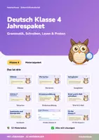 Vorschau - Arbeitsblätter - Deutsch Klasse 4 Jahrespaket | Grammatik, Erlebniserzählung, Brief, Sachtexte & Proben | Lernwerkstätten + Lernzielkontrollen Grundschule | mit Lösungen - Deckblatt