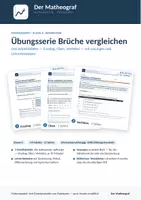 Vorschau - Arbeitsblätter - Übungsserie Brüche vergleichen (Kl. 6) – 3 Blätter mit Lösungen - Deckblatt
