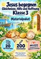 Vorschau - Arbeitsblätter - Jesus begegnen – Gleichnisse, Hilfe und Hoffnung Klasse 3 | Materialpaket | 20 PDFs mit 200 Arbeitsblättern - Deckblatt