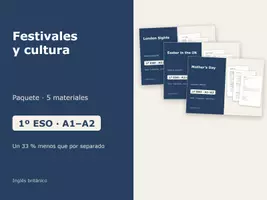 Vista previa - Hojas de trabajo - Festivales y cultura – Paquete de inglés 1º ESO - Portada