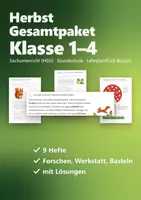 Vorschau - Arbeitsblätter - Herbst Grundschule Gesamtpaket – 9 Hefte: Forscherhefte Eichhörnchen, Igel, Apfel, Kartoffel, Kürbis Lernwerkstatt, 3D-Pilz und 3D-Kürbis - Deckblatt