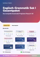 Vorschau - Unterrichtsreihen - Englisch Grammatik Sekundarstufe I Gesamtpaket | 23 Arbeitshefte + Klassenarbeiten | Tenses, Passiv, Reported Speech, If-Clauses | Englisch Klasse 5–10 | mit Lösungen - Deckblatt