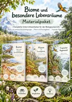 Vorschau - Unterrichtsreihen - Biome und besondere Lebensräume – Tropischer Regenwald, Moore & extreme Klimazonen | 3 komplette Unterrichtseinheiten Biologie Klasse 6–11 | 243 Seiten mit Arbeitsblättern und Lösungen - Deckblatt