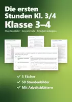 Vorschau - Stundenentwürfe - Die ersten Stunden Klasse 3/4 Paket – 50 Stundenbilder Sachunterricht, Kunst, Englisch, Ethik, Religion zum Schuljahresbeginn - Deckblatt