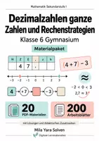Vorschau - Arbeitsblätter - Dezimalzahlen ganze Zahlen und Rechenstrategien Klasse 6 Gymnasium | Materialpaket | 20 PDFs mit 200 Arbeitsblättern - Deckblatt