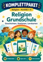 Vorschau - Spiele - Religion Grundschule Klasse 1-4: Stationen und Lernkarten - Deckblatt