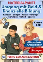 Vorschau - Arbeitsblätter - Umgang mit Geld & Finanzbildung | Materialpaket Klasse 8–10: Kredite, Konto, Sparen, Schulden & Verträge - Deckblatt