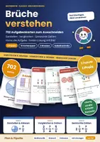 Vorschau - Aufgabenkarten - Brüche Klasse 6 Bundle: 702 Bruchkarten mit Lösung und Bild | Darstellen & Ablesen, Vergleichen & Ordnen, Gemischte Zahlen · Aufgabenkarten, Kartei, Zahlenstrahl · 3 Niveaus - Deckblatt