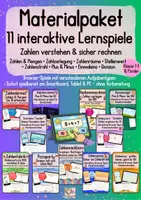 Vorschau - Arbeitsblätter - Großes Materialpaket: 11 interaktive Lernspiele – Zahlen verstehen & sicher rechnen | Klasse 1–3 & Förderunterricht - Deckblatt