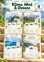 Vorschau - Unterrichtsreihen - Klima, Wind & Ozeane – 4 große Lernwerkstätten Geografie & Erdkunde | Klimazonen, Klimadiagramme, globale Zirkulation, Monsun, El Niño & La Niña | Arbeitsblätter mit Lösungen - Deckblatt
