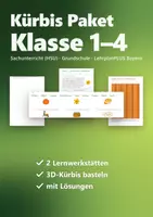 Vorschau - Arbeitsblätter - Kürbis Paket Herbst Grundschule – 2 Lernwerkstätten (Klasse 1/2 und 3/4) plus 3D-Kürbis basteln: Sachunterricht, Deutsch, Mathe, Kunst - Deckblatt