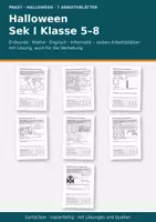 Vorschau - Arbeitsblätter - Halloween Sek I Kl. 5–8: 7 Blätter Erdkunde, Mathe, Englisch - Deckblatt