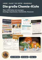 Vorschau - Stundenentwürfe - Chemie Klasse 7 bis Oberstufe | Megabundle über 1.000 Seiten mit Lösungen | Experimente, Klausuren, Stundeneinstiege, kognitive Konflikte | Die große Chemie-Kiste - Deckblatt