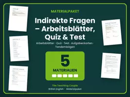 Vorschau - Arbeitsblätter - Indirekte Fragen – Arbeitsblätter, Quiz & Test - Deckblatt