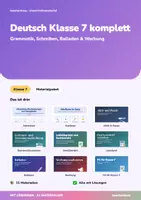 Vorschau - Unterrichtsreihen - Deutsch Klasse 7 komplett | Grammatik, Schreiben, Balladen & Werbung | Arbeitshefte + Klassenarbeiten für das ganze Schuljahr | mit Lösungen - Deckblatt