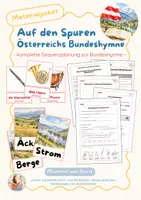 Vorschau - Stundenentwürfe - Bundeshymne Österreich – komplette Unterrichtsreihe & Materialpaket - Arbeitsblätter, Lösungen, Tafelmaterial & Co. | Musik Klasse 3/4 - Deckblatt