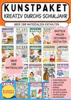 Vorschau - Arbeitsblätter - Kunstpaket - Megabundle - 🎨 Kreativ durchs ganze Schuljahr – das große Kunstpaket für die Grundschule - Deckblatt