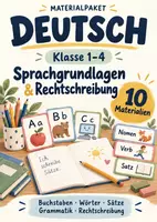 Vorschau - Arbeitsblätter - Deutsch Klasse 1–4 – Sprachgrundlagen und Rechtschreibung – 10 Materialien - Deckblatt