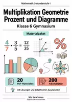 Vorschau - Arbeitsblätter - Multiplikation Geometrie Prozent und Diagramme Klasse 6 Gymnasium | Materialpaket | 20 PDFs mit 200 Arbeitsblättern - Deckblatt