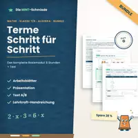 Vorschau - Stundenentwürfe - Bundle: Terme Schritt für Schritt – Basismodul komplett (G-Kurs): Arbeitsblätter, Präsentation, Test und Handreichung - Deckblatt