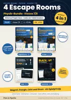Vorschau - Arbeitsblätter - Escape Room Physik Klasse 7/8 Bundle: Magnetismus, Energie, Optik, Elektrizitätslehre | 4 Escape Rooms mit Rätselkarten + digitaler Code-Eingabe - Deckblatt