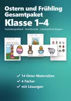 Vorschau - Arbeitsblätter - Ostern und Frühling Grundschule Gesamtpaket – 14 Materialien: Rechenmalblätter, Lesen und Malen, Minihefte, Fensterbilder, Klanggeschichten - Deckblatt