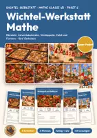 Vorschau - Arbeitsblätter - Advent Mathe Klasse 1/2 Paket | 5 Einheiten, 65 Seiten mit Lösungen | Zehner und Einer, Kalender, Verdoppeln, Geld, Formen | Wichtel-Werkstatt C - Deckblatt