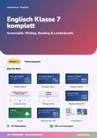 Vorschau - Unterrichtsreihen - Englisch Klasse 7 komplett | Grammatik, Writing, Reading Trainer, Ireland, USA, Ferienheft | 10 Arbeitshefte + Klassenarbeiten | mit Lösungen - Deckblatt