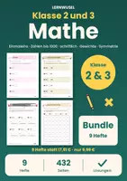 Vorschau - Arbeitsblätter - Mathe Klasse 2 und 3 Bundle | Einmaleins, Zahlen bis 1000, Schriftlich rechnen, Gewichte - Deckblatt