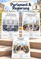 Vorschau - Unterrichtsreihen - Parlament & Regierung – 3 große PoWi-Lernwerkstätten & komplette Unterrichtseinheiten | Bundestag, Bundesregierung, Bundeskanzler, Gesetzgebung, Bundesrat & Regierungskontrolle | Arbeitsblätter mit Lösungen - Deckblatt