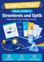 Vorschau - Arbeitsblätter - Physik Stromkreis und Optik Klasse 6-7 – Paket - Deckblatt