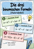 Vorschau - Stundenentwürfe - Die drei binomischen Formeln (Materialpaket) - Deckblatt
