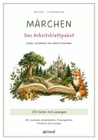 Vorschau - Arbeitsblätter - Märchen – Arbeitsblattpaket zum Lesen, Schreiben und Grammatiküben - Deckblatt