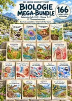 Vorschau - Stundenentwürfe - Biologie MEGA-Bundle – 166 komplette Unterrichtseinheiten & große XXL-Lernwerkstätten | 17 Themenbereiche | Zellbiologie, Genetik, Mensch, Evolution, Ökologie & Umwelt | Arbeitsblätter mit Lösungen - Deckblatt