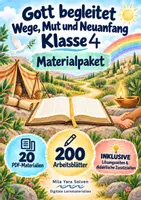 Vorschau - Arbeitsblätter - Gott begleitet – Wege, Mut und Neuanfang Klasse 4 | Materialpaket | 20 PDFs mit 200 Arbeitsblättern - Deckblatt