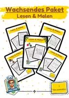 Vorschau - Arbeitsblätter - WACHSENDES SPARPAKET: Lesen & Malen (3-fach differenziert) – DaZ | Deutsch | Grundschule - Deckblatt