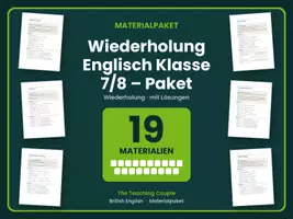 Vorschau - Arbeitsblätter - Wiederholung Englisch Klasse 7/8 – Paket - Deckblatt