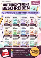 Vorschau - Arbeitsblätter - Unterrichtsreihe Beschreiben | 12 Stunden und Klassenarbeit mit Lösungen | Deutsch Klasse 5/6 - Deckblatt