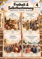 Vorschau - Unterrichtsreihen - Freiheit & Selbstbestimmung – 4 große Geschichts-Lernwerkstätten & komplette Unterrichtseinheiten | Kolonialismus, Dekolonisierung, Gandhi, Nelson Mandela, Apartheid, Martin Luther King & US-Bürgerrechtsbewegung | Mit Quellen & Lösungen - Deckblatt
