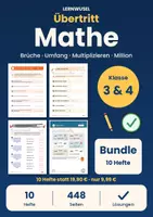 Vorschau - Arbeitsblätter - Mathe Klasse 3 und 4 Bundle | Übertritt, Brüche, Umfang, Multiplizieren, Zahlenrätsel - Deckblatt