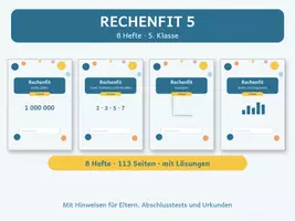 Vorschau - Arbeitsblätter - Rechenfit Klasse 5 komplett - 8 Hefte, 113 Seiten, mit Lösungen - Deckblatt