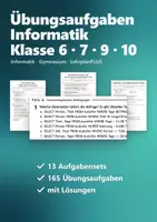 Vorschau - Arbeitsblätter - Übungsaufgaben Informatik Klasse 6, 7, 9 und 10 Gymnasium – Materialpaket mit 13 Aufgabensets und Lösungen - Deckblatt