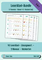 Vorschau - Arbeitsblätter - Leserätsel Klasse 1/2 Bundle – 5 Themen, 40 Rätsel mit Lösungswort, differenziert in 3 Niveaus | Rate mal! | Deutsch undDaZ - Deckblatt