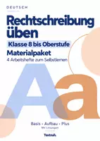 Vorschau - Stundenentwürfe - Rechtschreibung Klasse 8 bis Oberstufe – Materialpaket mit 4 Arbeitsheften - Deckblatt